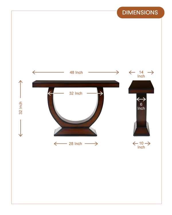 Nobilic Solid Wood Console Table (Brown) dimensions