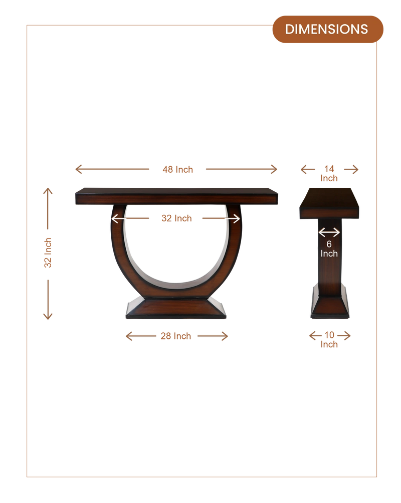 Nobilic Solid Wood Console Table (Brown) dimensions