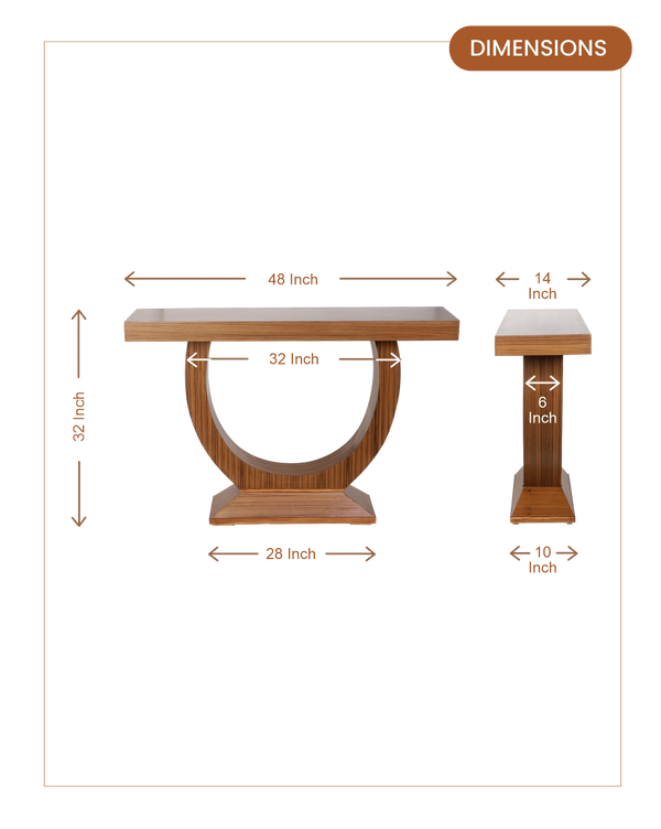 Nobilic Solid Wood Console Table (Teak) dimensions