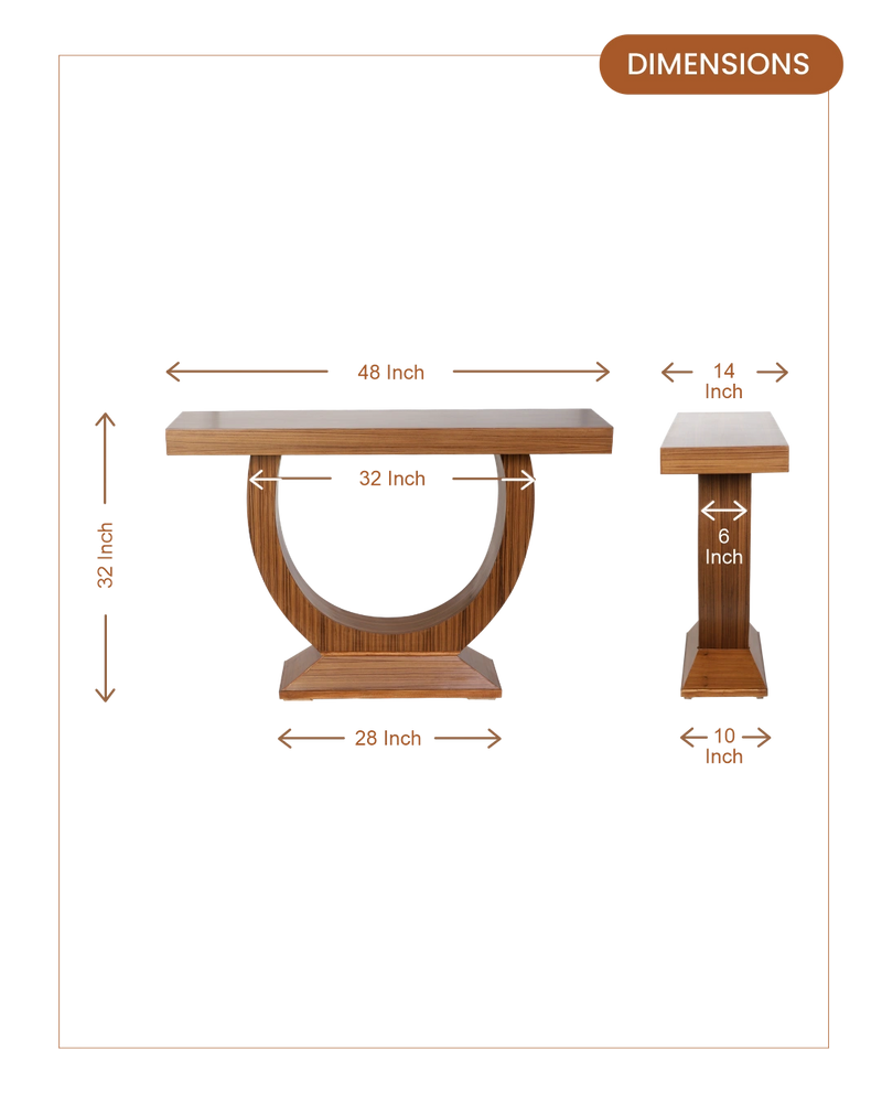 Nobilic Solid Wood Console Table (Teak) dimensions