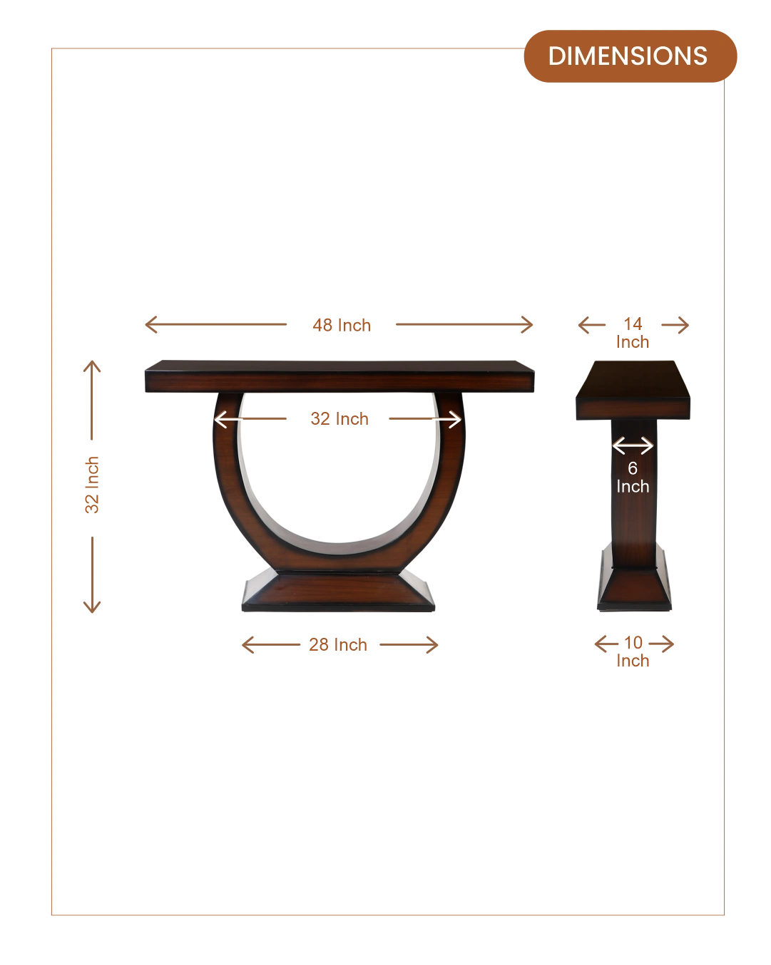 Nobilic Solid Wood Console Table (Brown)