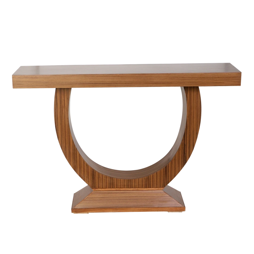 Nobilic Solid Wood Console Table in Teak color front view