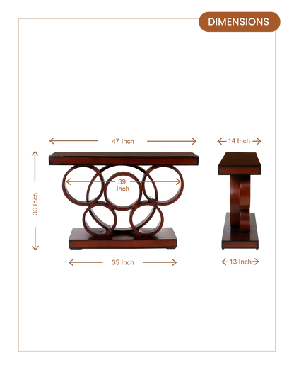 Noble Solid Wood Console Table (Brown) dimensions