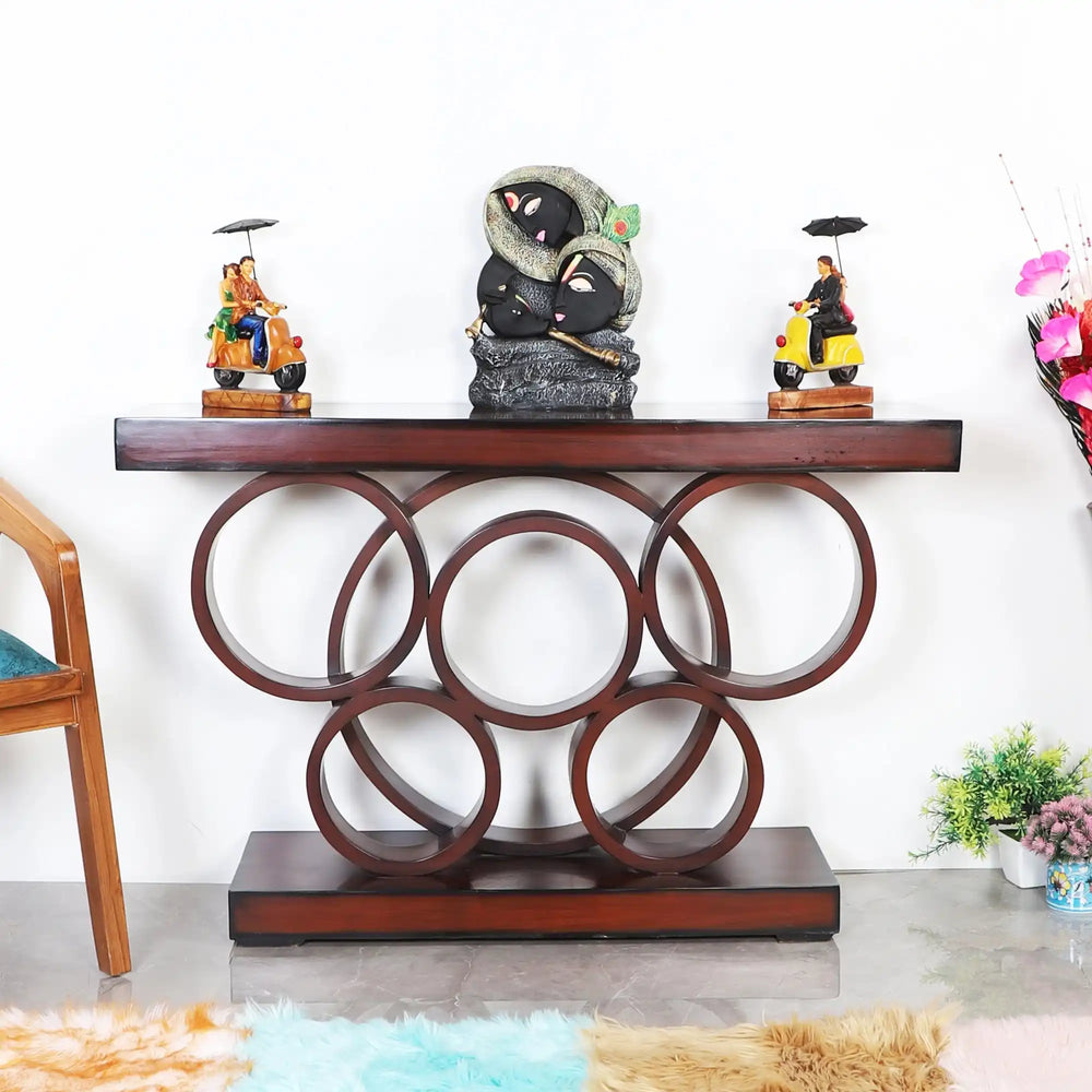Noble Solid Wood Console Table (Brown) lifestyle view