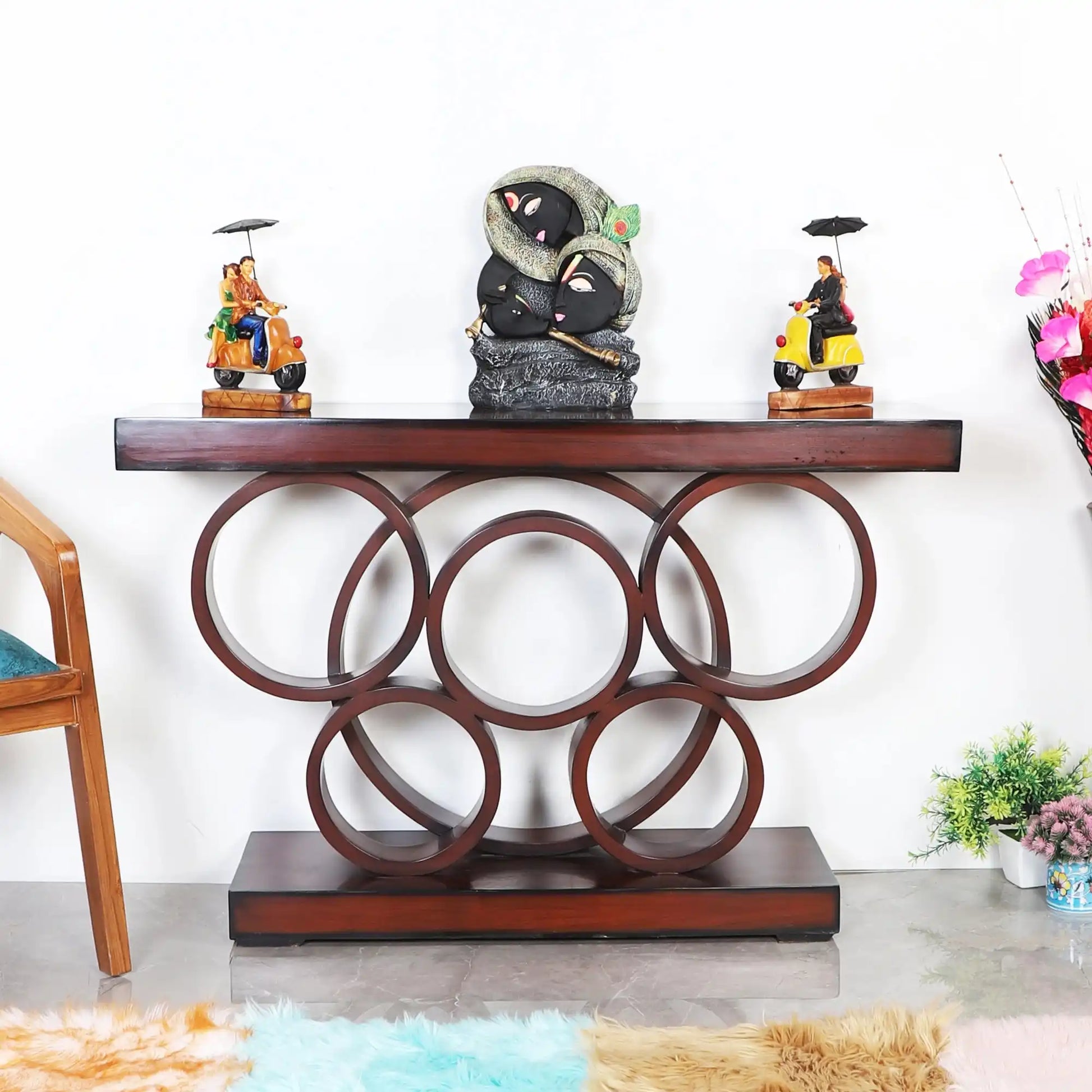 Noble Solid Wood Console Table (Brown) lifestyle view
