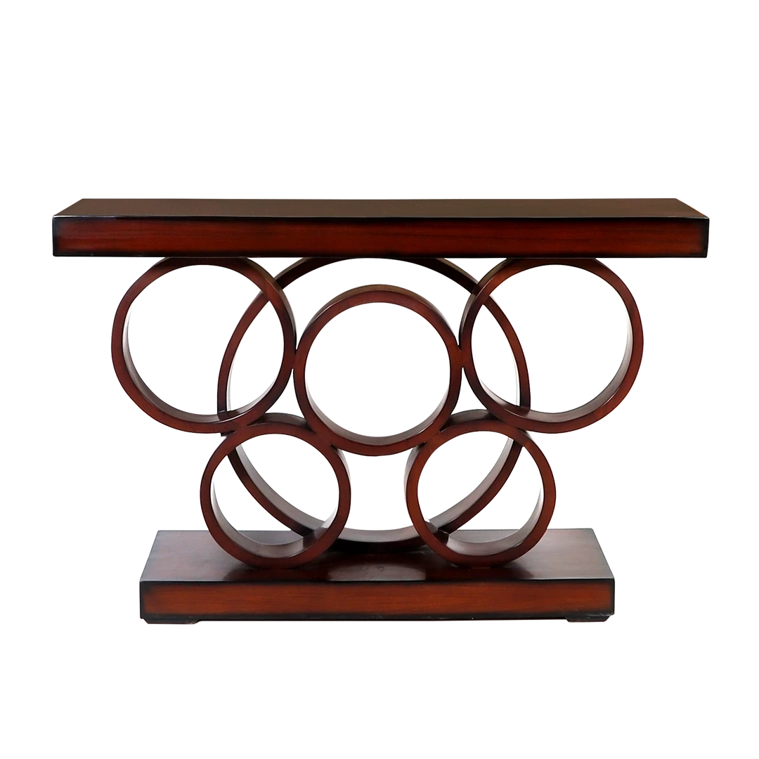Noble Solid Wood Console Table in Brown color back view
