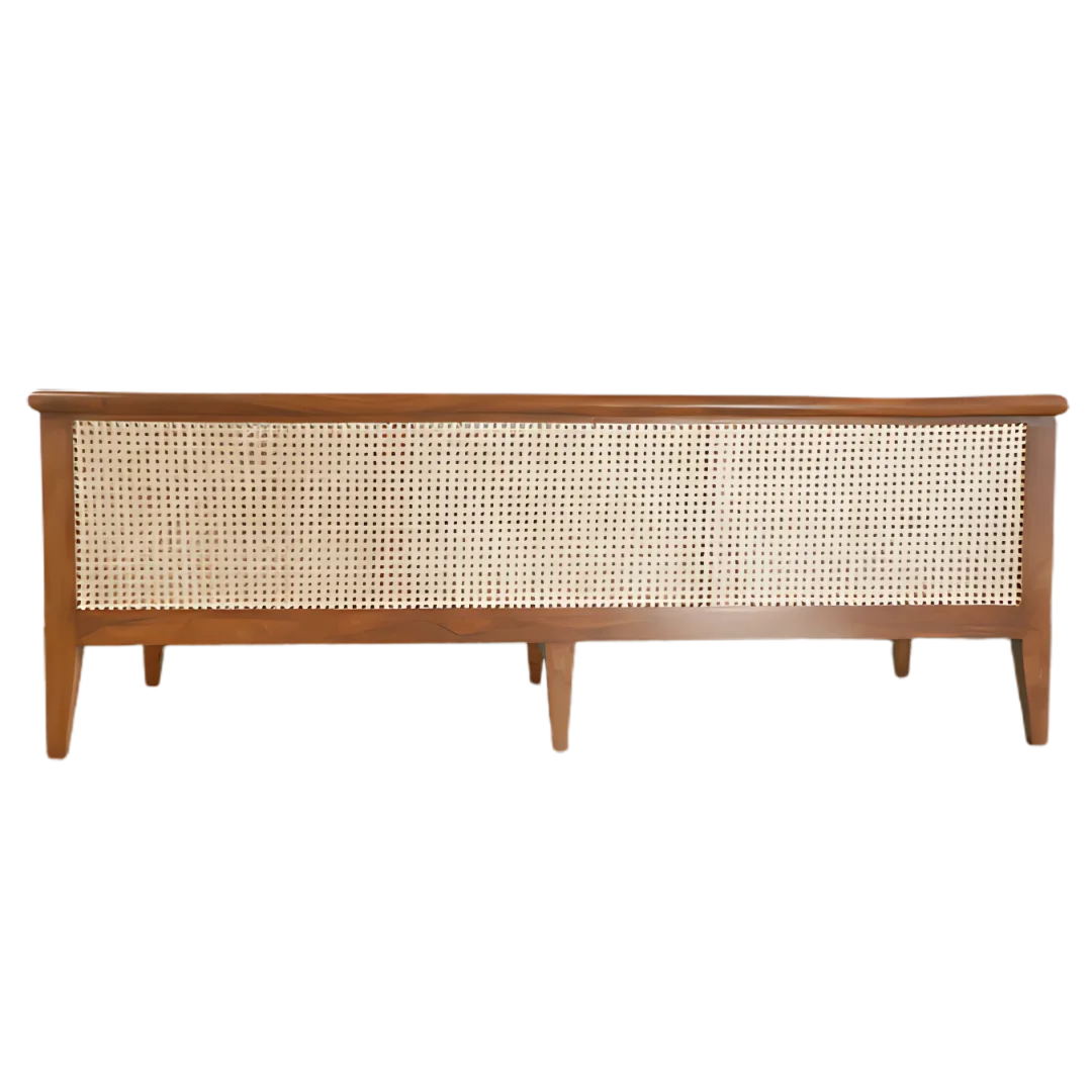 Noorvan Solid Wood Love Sofa (Teak) Back View