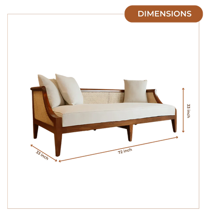 Noorvan Solid Wood Love Sofa (Teak) Dimensions