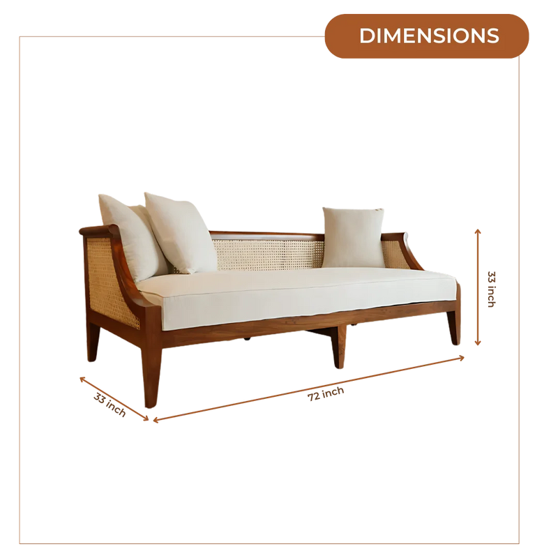 Noorvan Solid Wood Love Sofa (Teak) Dimensions