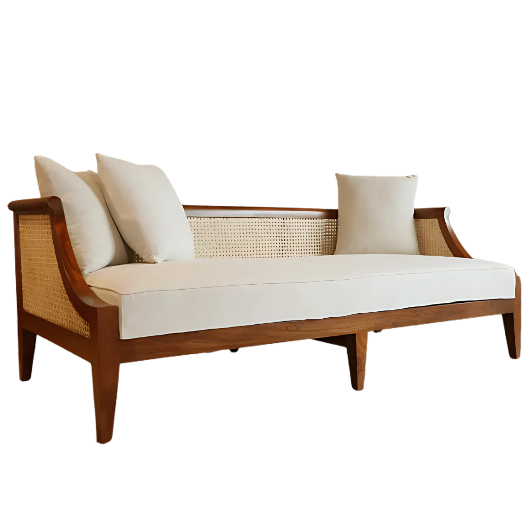 Noorvan Solid Wood Love Sofa (Teak) Front View