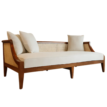 Noorvan Solid Wood Love Sofa (Teak) Front View