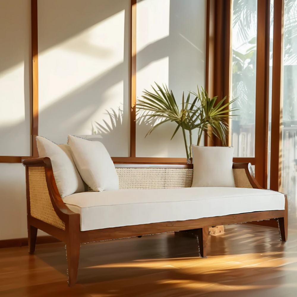 Noorvan Solid Wood Love Sofa (Teak) lifestyle view