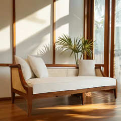 Noorvan Solid Wood Love Sofa (Teak)