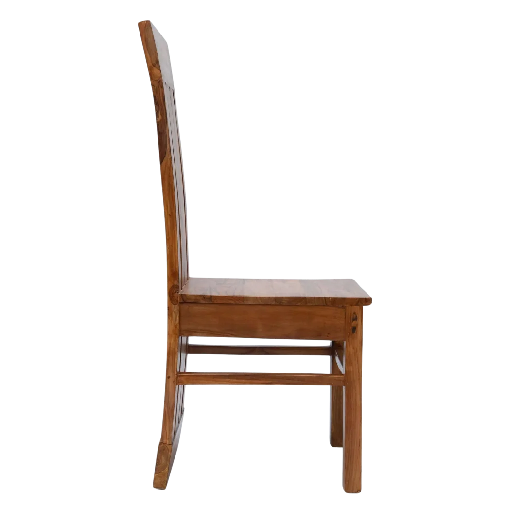 Oakra Teak Wood Dining Chair (Teak) Side Angle