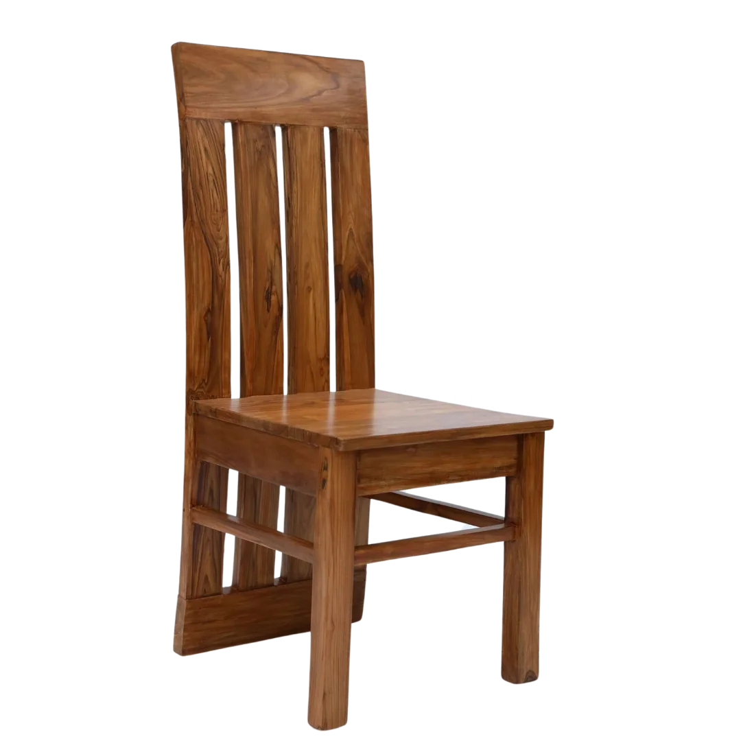 Oakra Teak Wood Dining Chair (Teak) Side View