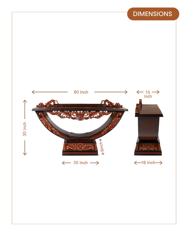 Ohsio Solid Wood Console Table (Brown Gold) dimensions