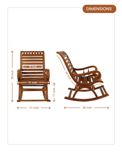 Omaha Teak Wood Rocking Chair (Brown) omaha