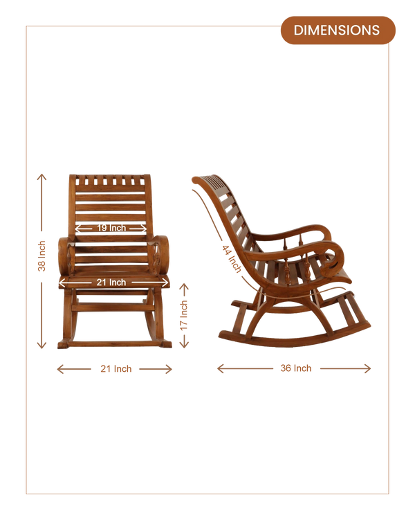 Omaha Teak Wood Rocking Chair (Brown) omaha