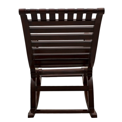 Omaha Teak Wood Rocking Chair in Brown color back view