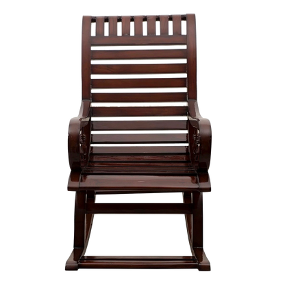 Omaha Teak Wood Rocking Chair in Brown color front view