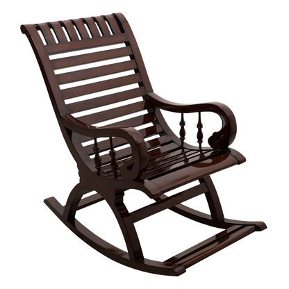 Omaha Teak Wood Rocking Chair in Brown color 45° side view