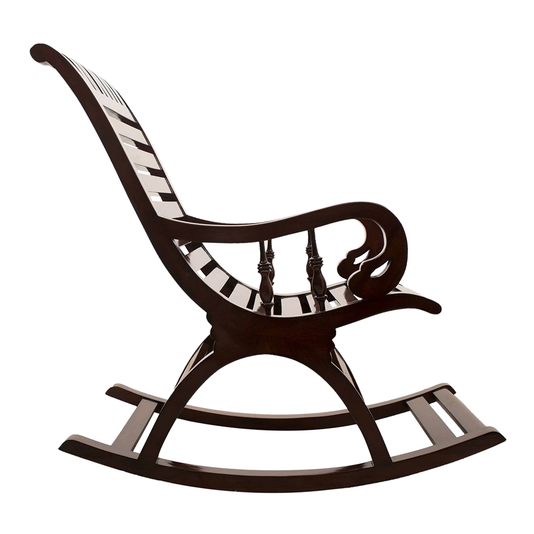 Omaha Teak Wood Rocking Chair in Brown color side view