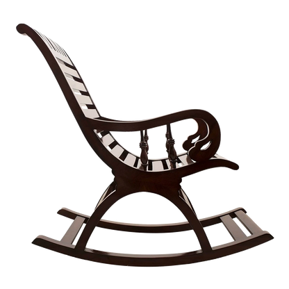 Omaha Teak Wood Rocking Chair in Brown color side view