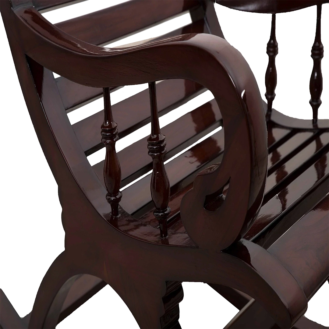 Omaha Teak Wood Rocking Chair in Brown color zoom view handle