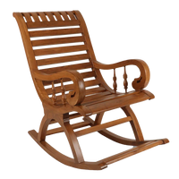 Omaha Teak Wood Rocking Chair in Teak color 45° side view