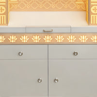 Omkamal Wooden Corian Mandir (White) drawers 