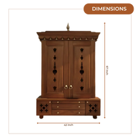 Omkaram Teak Wood Pooja Mandap with Door (Teak) Dimensions 