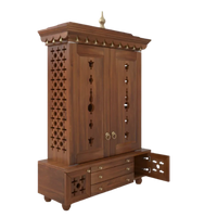 Omkaram Teak Wood Pooja Mandap with Door (Teak) side angle