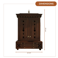 Omkaram Teak Wood Pooja Mandap with Door (Wenge) Dimensions