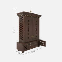 Omkaram Teak Wood Pooja Mandap with Door (Wenge) dimensions image 