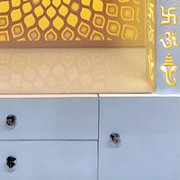 Ompatra Wooden Corian Mandir (White) zoom view 