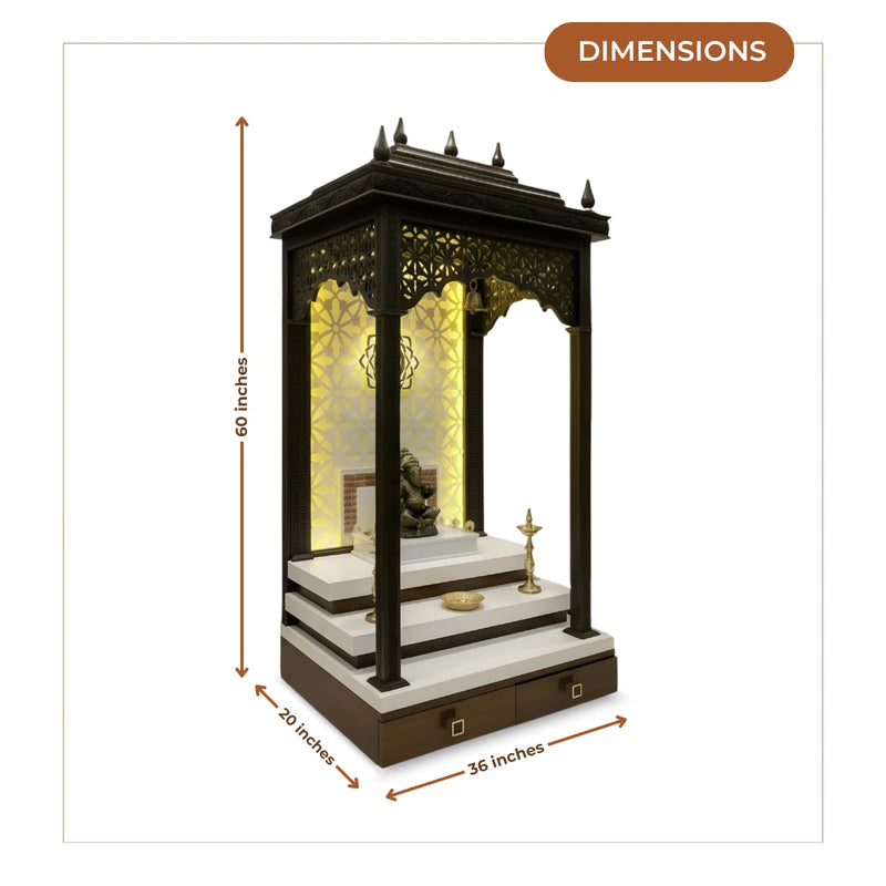 Ompeeth Teak Wood Mandap (Brown)dimensions image 