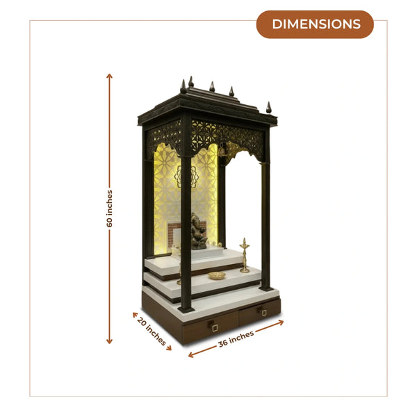 Ompeeth Teak Wood Mandap (Brown) dimensions