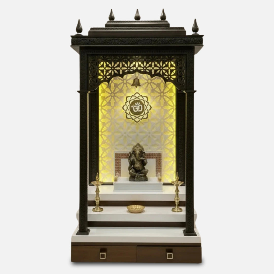 Ompeeth Teak Wood Mandap (Brown) front view 