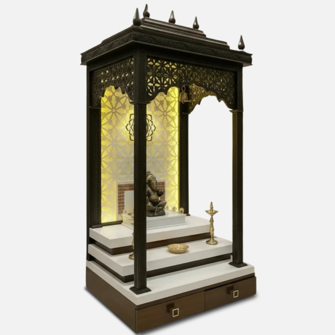 Ompeeth Teak Wood Mandap (Brown) side angle