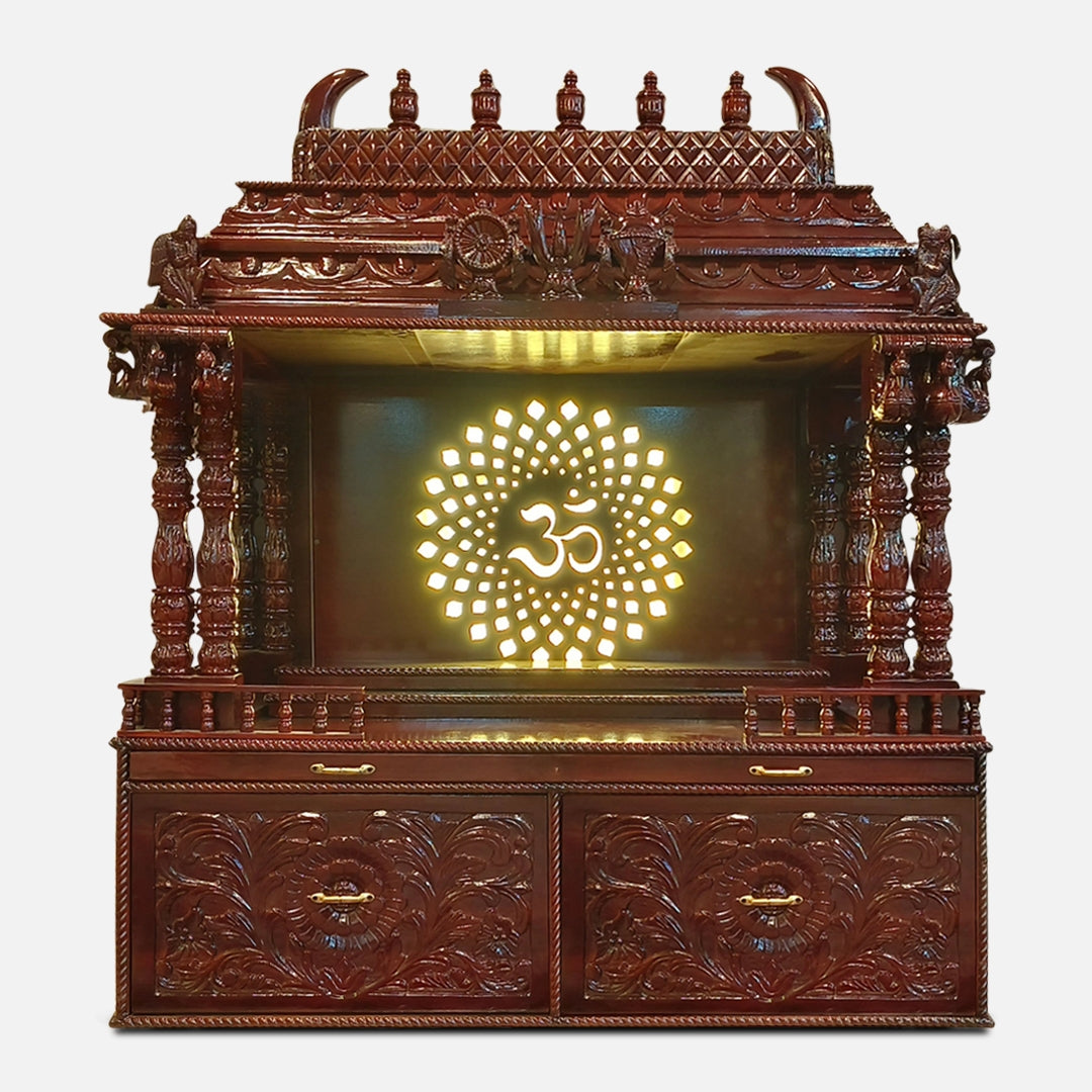 Omprabha Teak Wood Mandap (Brown) front view