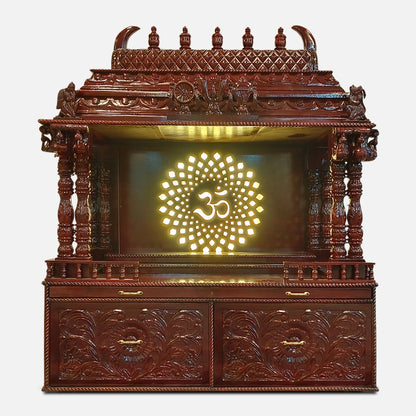 Omprabha Teak Wood Mandap (Brown) front view