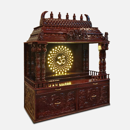 Omprabha Teak Wood Mandap (Brown) side angle 