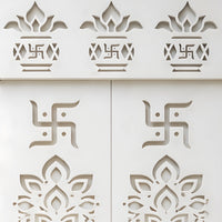 Omshri Wooden Corian Mandir (White) close view 