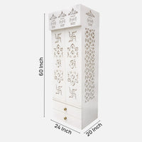 Omshri Wooden Corian Mandir (White) dimensiosn 