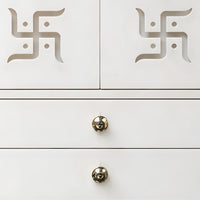 Omshri Wooden Corian Mandir (White) drawers  