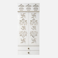 Omshri Wooden Corian Mandir (White) front view 