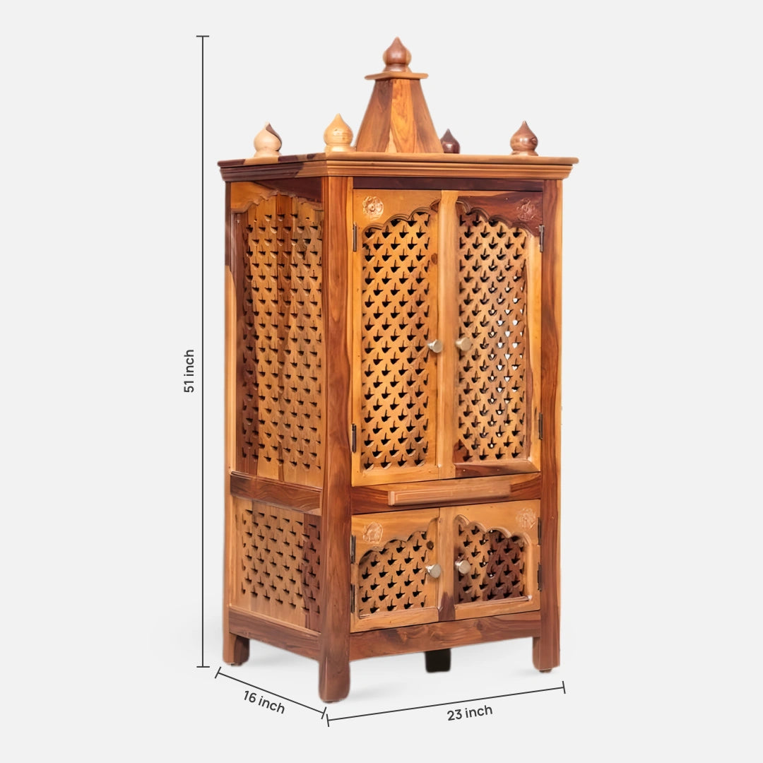 Omvara Teak Wood Mandir (Teak) dimensions image
