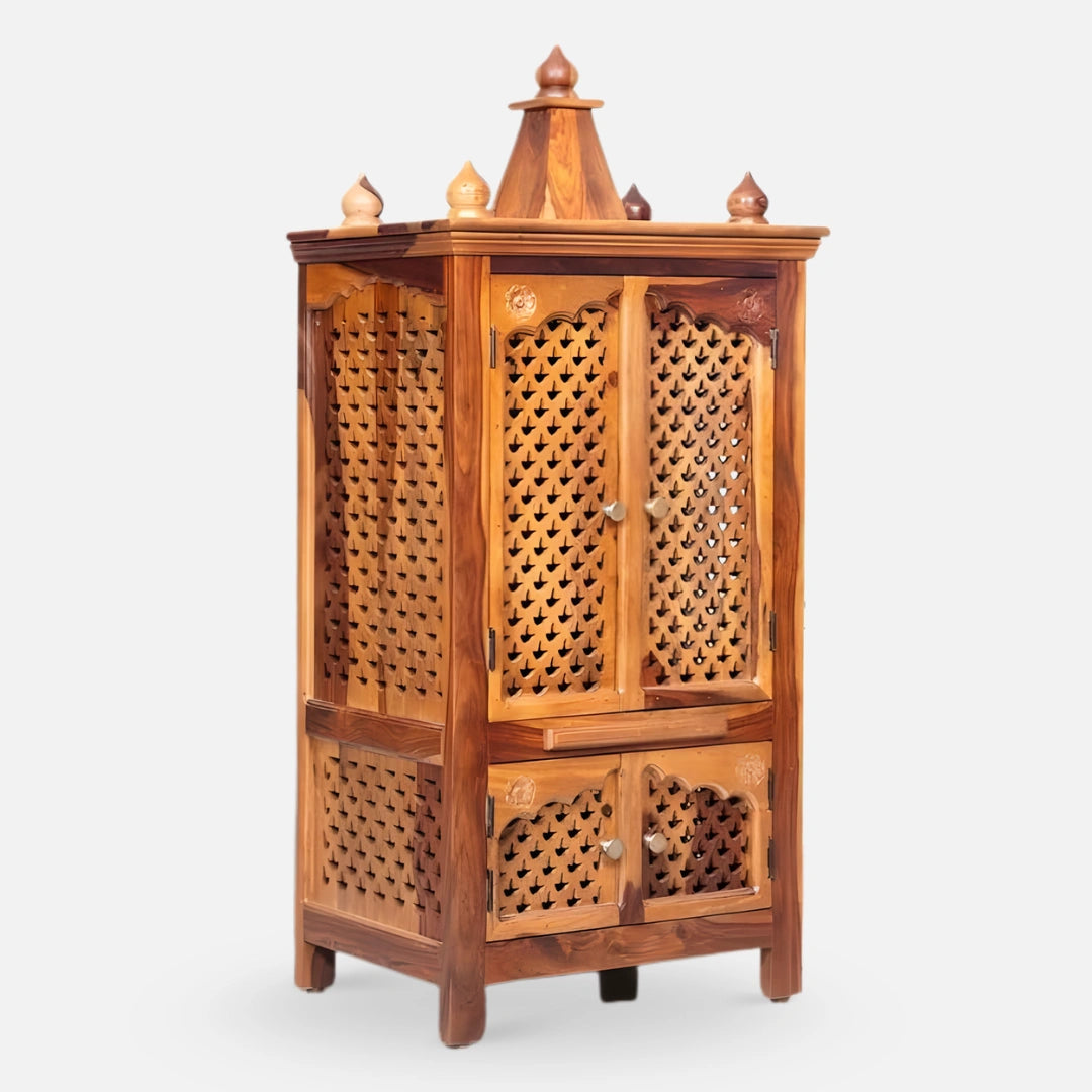 Omvara Teak Wood Mandir (Teak)side angle