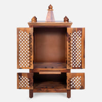 Omvara Teak Wood Mandir open door view 