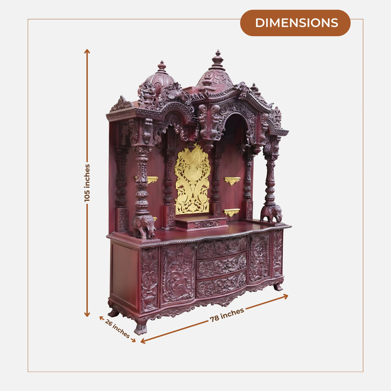  Omya Teak Wood Mandap (Cherry)  dimensions 